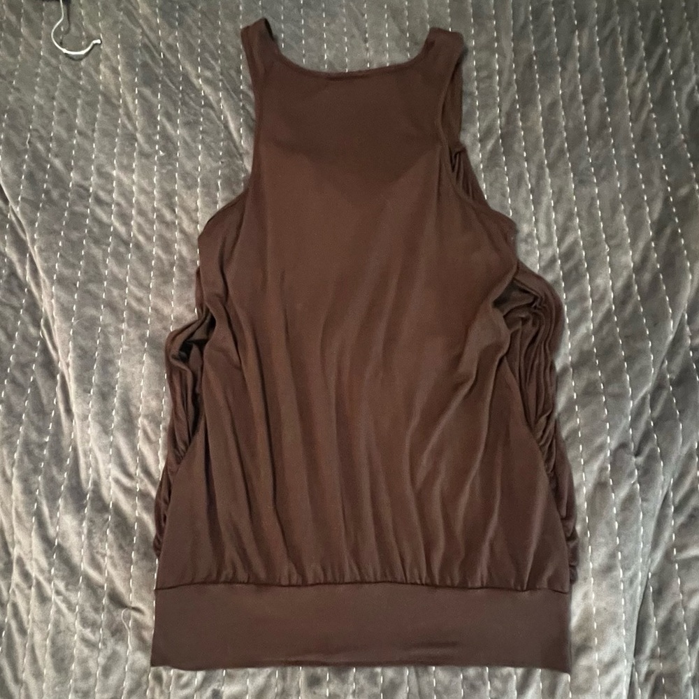 Brown sequin strap 2 layer shirt L